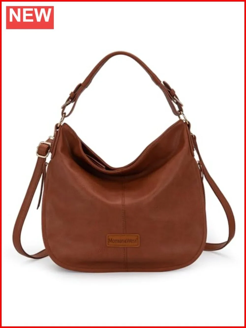 Vegan Leather Hobo Bag with Detachable Strap, Large Shoulder Purse